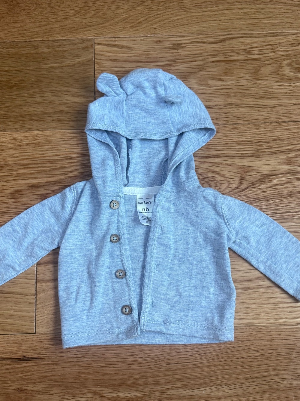 Carters Heather Blue Button Up Hooded Sweatshirt